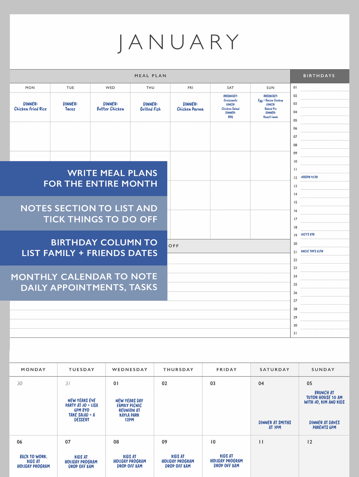 2025 Linen Planner &amp; Calendar. Indigo. Preorder