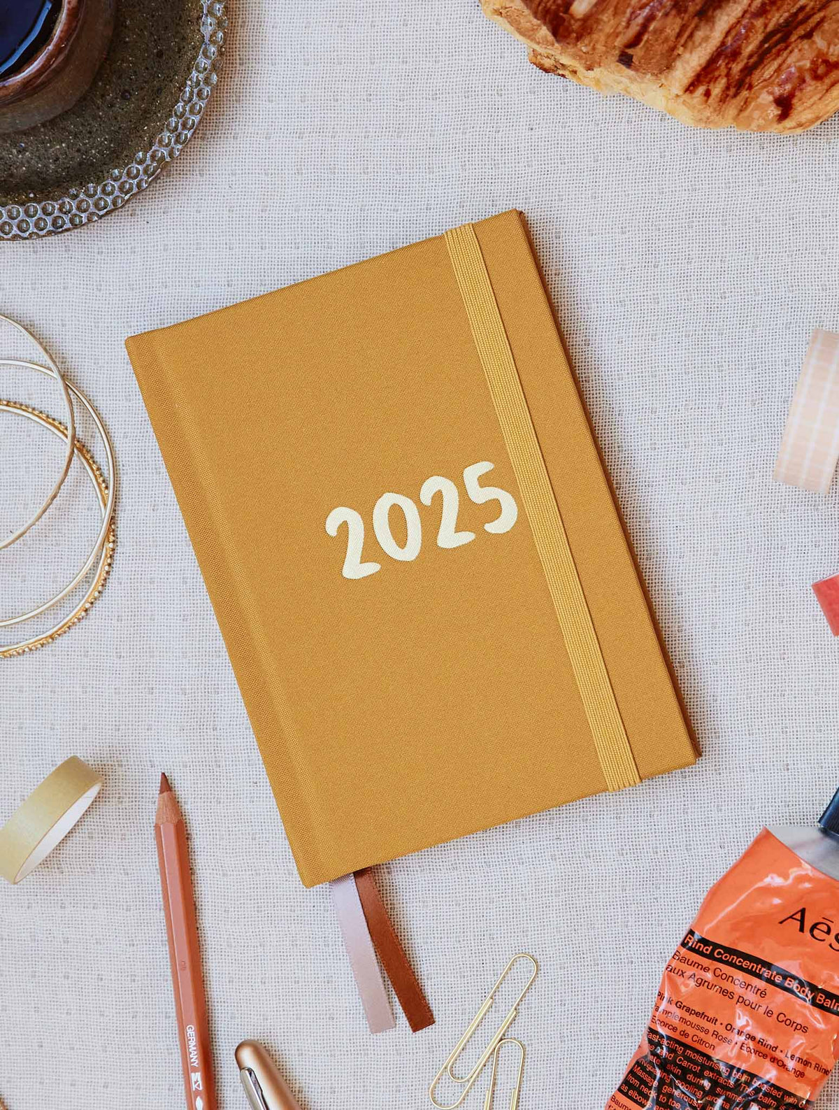 2025 Pocket Planner Mustard + Open Book Grey Bundle + FREE PEN PACK!