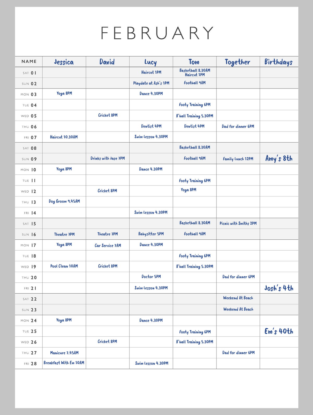 2025 Family Chaos Planner