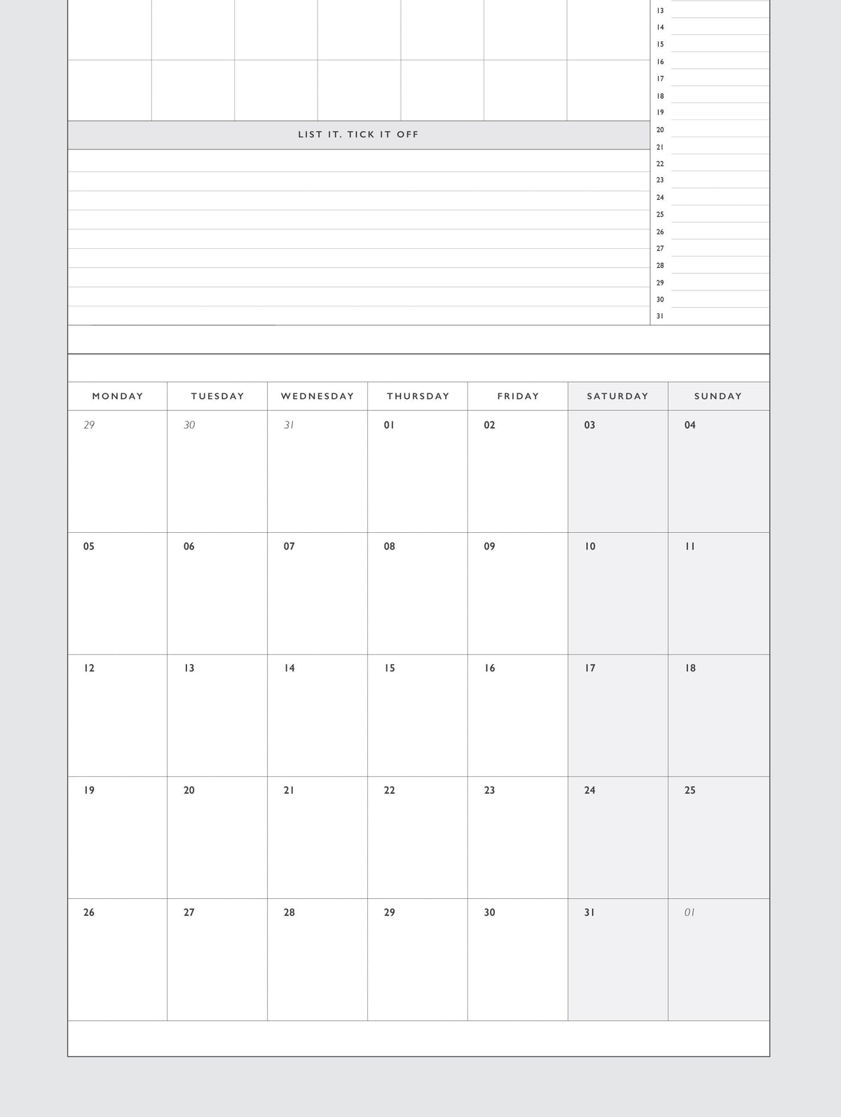2027 Linen Planner & Calendar. Grey. Preorder