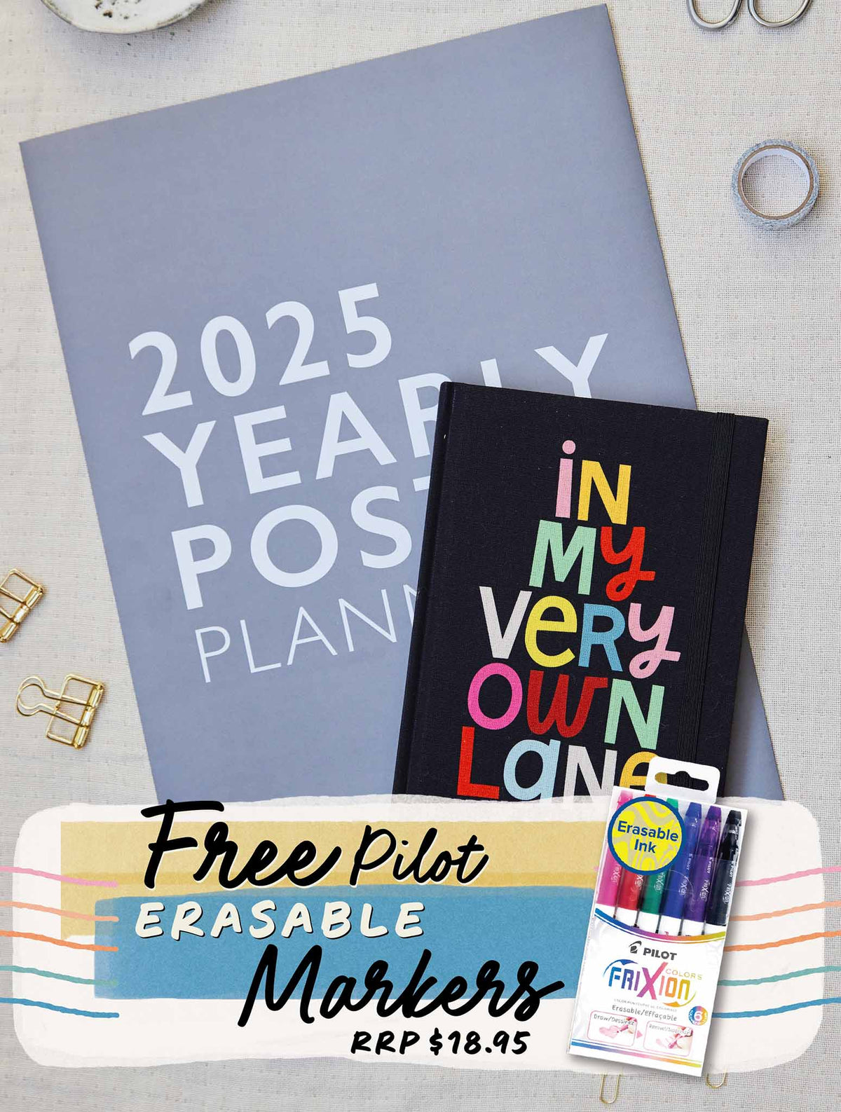 2025 Yearly Poster + Weekly Planner In My Lane Bundle + FREE GIFT!