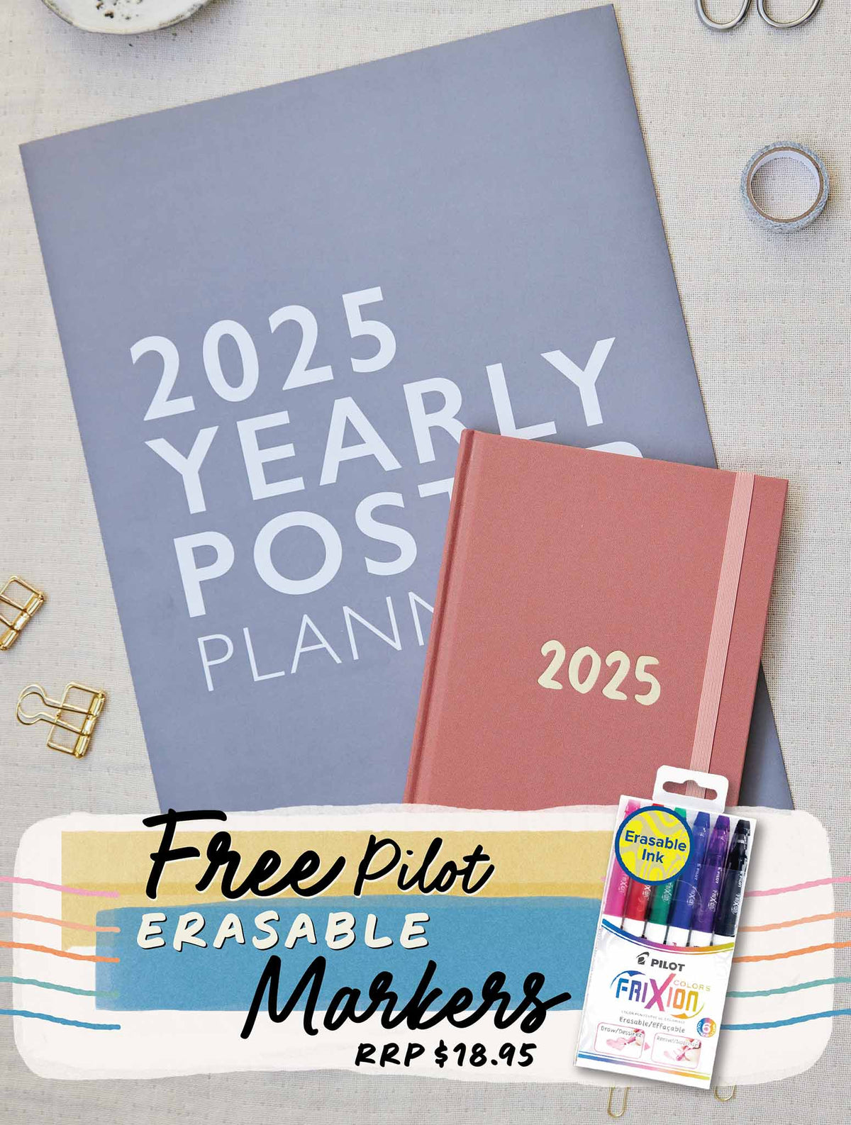 2025 Yearly Poster + Weekly Planner Blush Bundle + FREE GIFT!