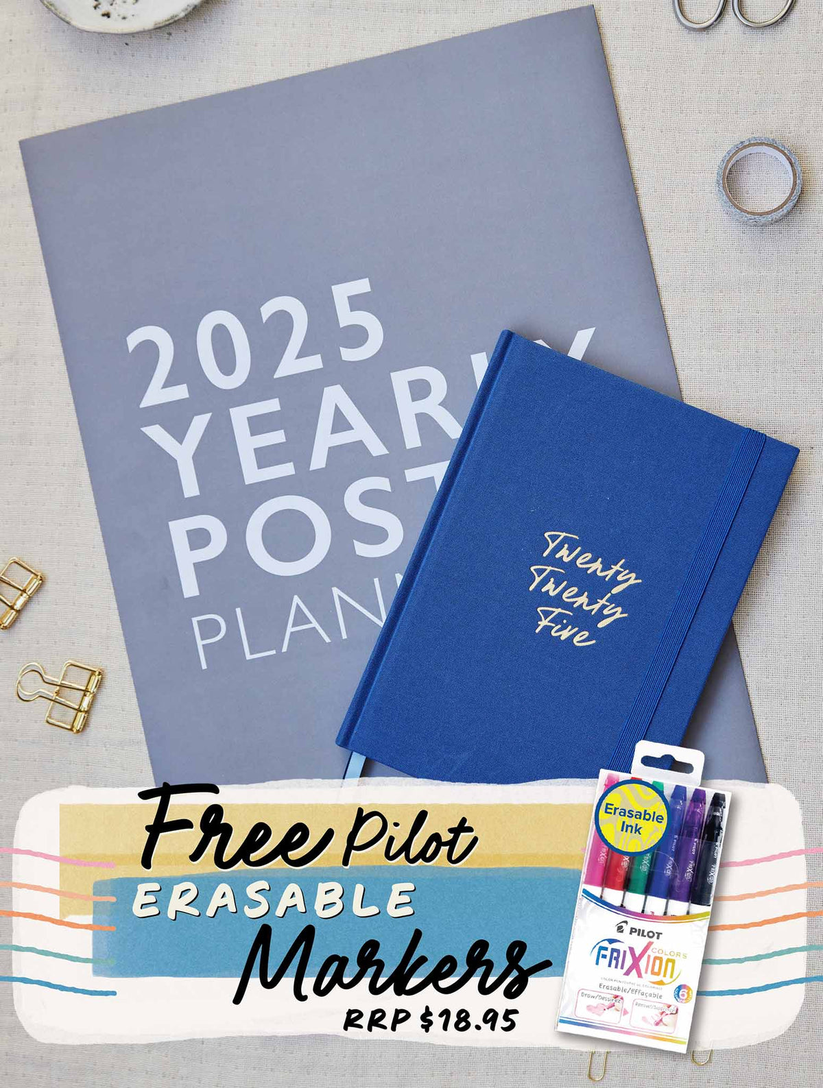 2025 Yearly Poster + Weekly Planner Indigo Bundle + FREE GIFT!