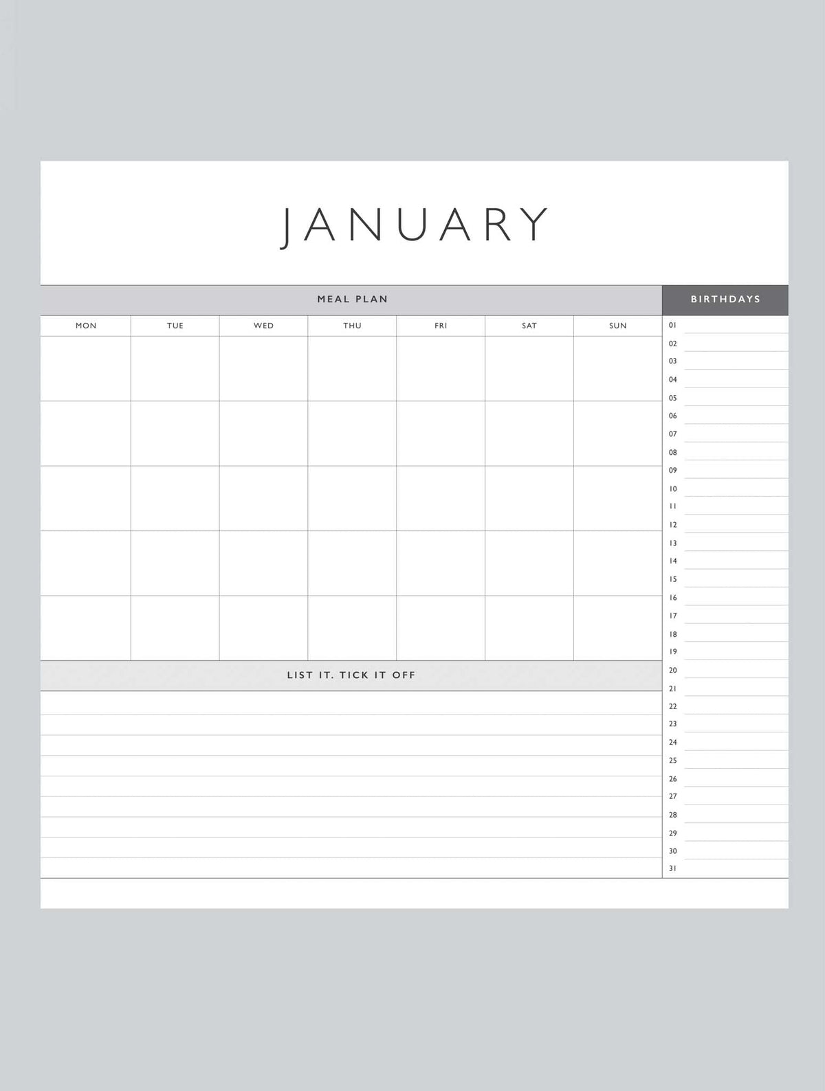 2024 Linen Wall Planner &amp; Calendar. Oatmeal